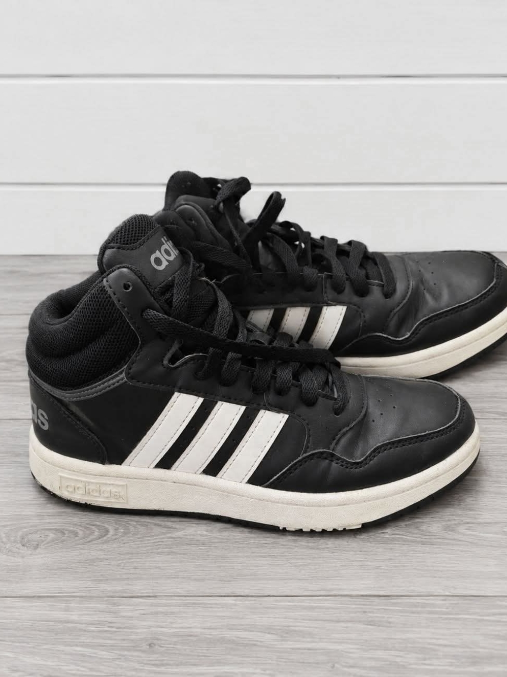 adidas Boy’s Black and White High-Top Athletic Sneakers